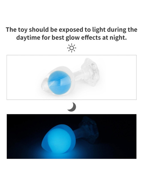 Gemoria Silicone Butt Plug (Glow-In-The-Dark) - blue