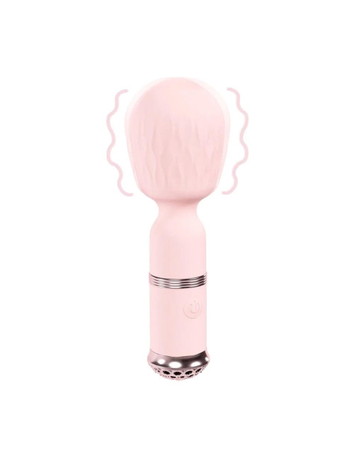 Velour Mini-Wand Pink - Wibrator do Masażu, 10 funkcji, silikonowy, wodoodporny, cichy 50 dB