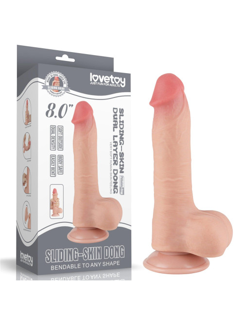 Lovetoy 8'' Sliding Skin Dual Layer Dong Flesh