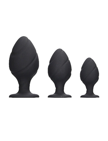 Swirled Butt Plug Set - Black