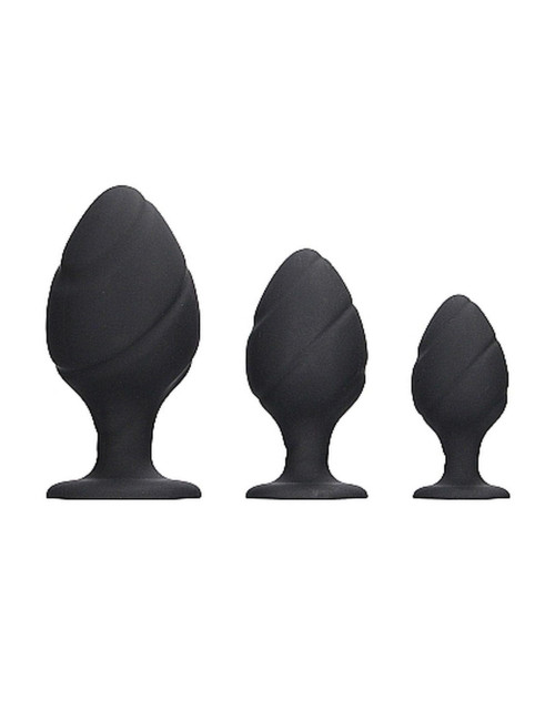 Swirled Butt Plug Set - Black