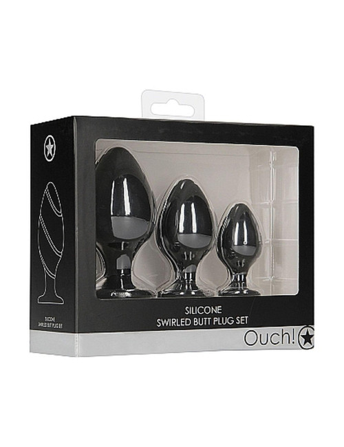 Swirled Butt Plug Set - Black