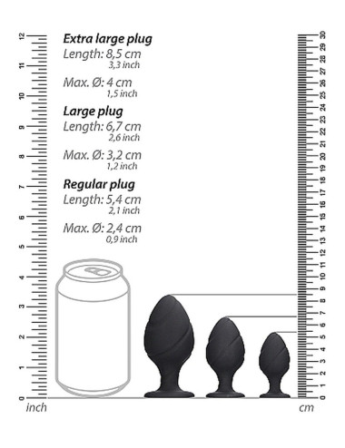 Swirled Butt Plug Set - Black