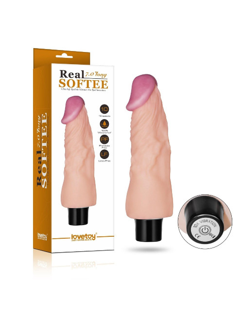 Lovetoy Real Softee - Wibrujący dildo 17,7 cm