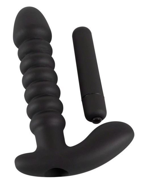 Black Velvets Vibrating – Wibrator analny silikonowy 17 cm, czarny – dla niej i niego