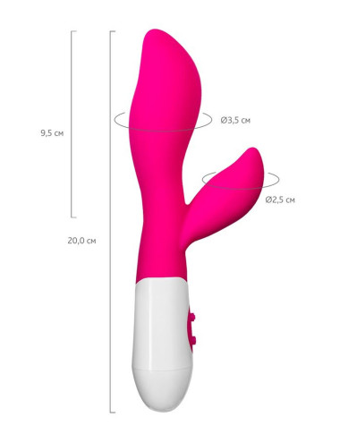 A-TOYS, Vibrator Lilu with Clitoral Stimulator, Silicone, Pink, 20 cm, 10 speeds, 2xAAA
