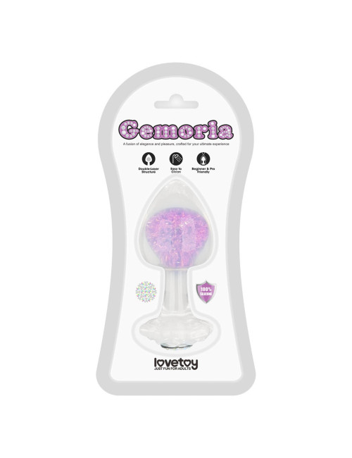 Gemoria Silicone Butt Plug Purple – Korek analny z kryształową kulą – Zabawki analne
