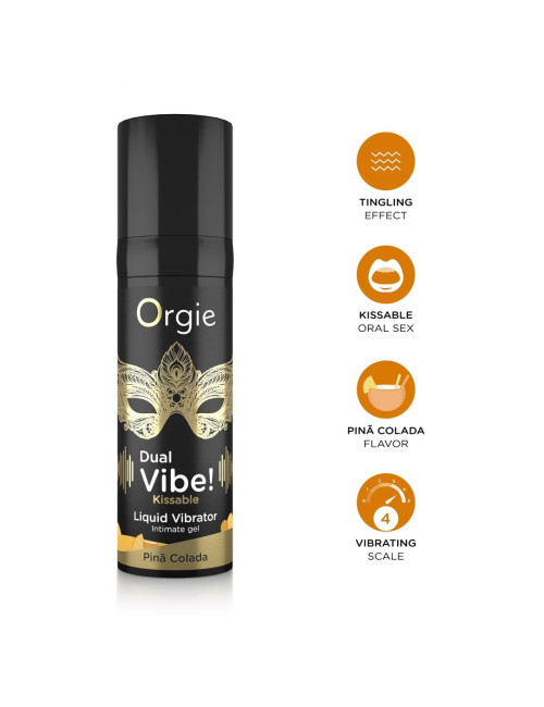 DUAL VIBE! PINA COLADA KISSABLE LIQUID VIBRATOR - 15 ML