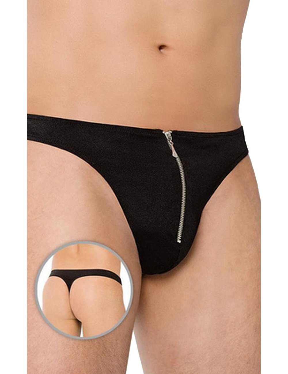 SoftLine Collection Thongs 4501 Black XL - Męskie stringi z zamkiem