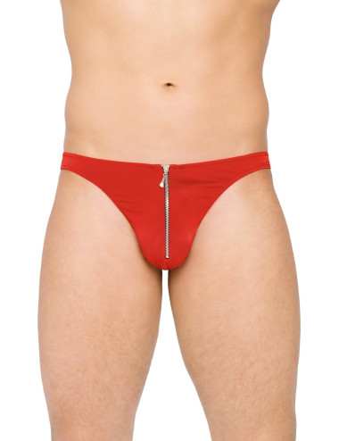 SoftLine Collection Thongs 4501 Red XL - Czerwone męskie stringi z zamkiem