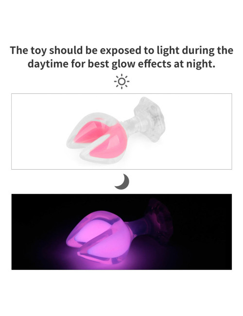 Gemoria Silicone Butt Plug - Dual Crescent  (Glow-In-The-Dark)