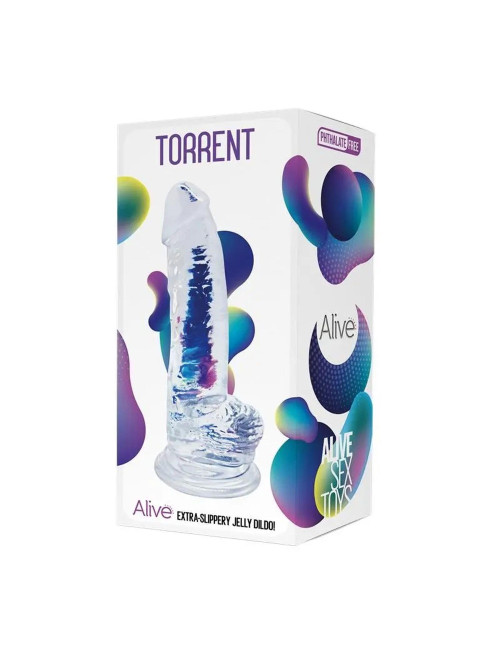 Alive Torrent Żelowe Przezroczyste Dildo z Przyssawką 20.6 cm