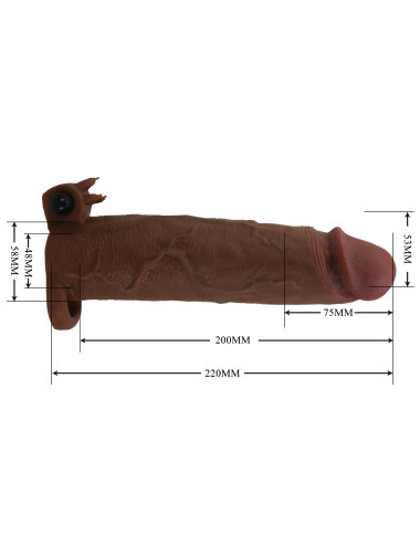 Pretty Love Xerxes – 22 cm Vibrating Penis Sleeve, Dark Brown