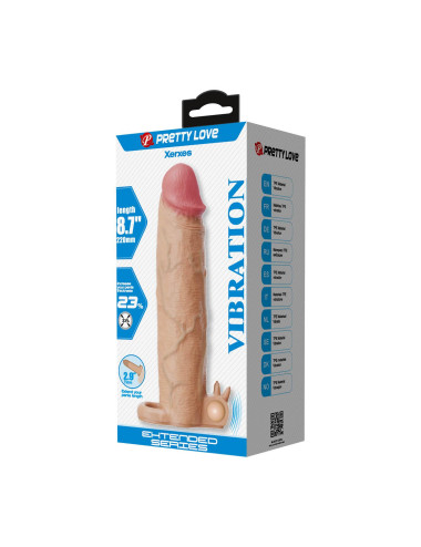 Pretty Love Xerxes – Penis Sleeve with Vibrating Ring, Flesh Color, 22 cm