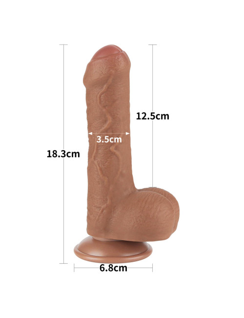 Realistyczny dildo Lovetoy Sliding Skin 7 cali brązowy