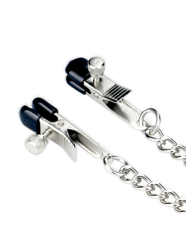 Metallic Silver Collar With Nipple Clamp