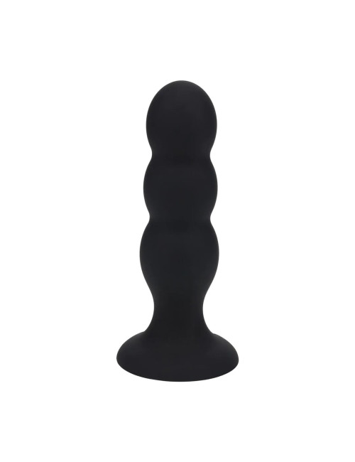 Tri Rattle Liquid Silicone Anal Plug - L - Black