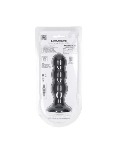 Tri Rattle Liquid Silicone Anal Plug - L - Black