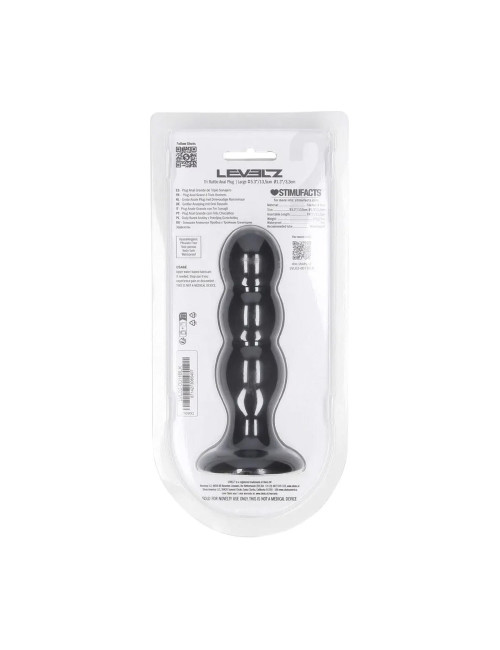 Tri Rattle Liquid Silicone Anal Plug - L - Black