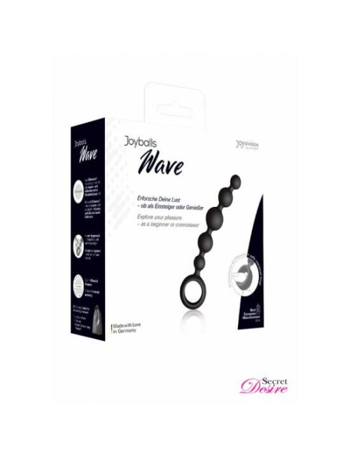 Joyballs Anal Wave - Zabawki analne silikon medyczny, krótkie pręty, wodoodporne, czarne