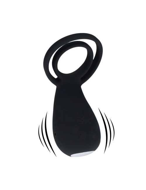 Vibrating Cock and Ball Ring with Paw Stimulator - Black