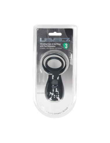 Vibrating Cock and Ball Ring with Paw Stimulator - Black
