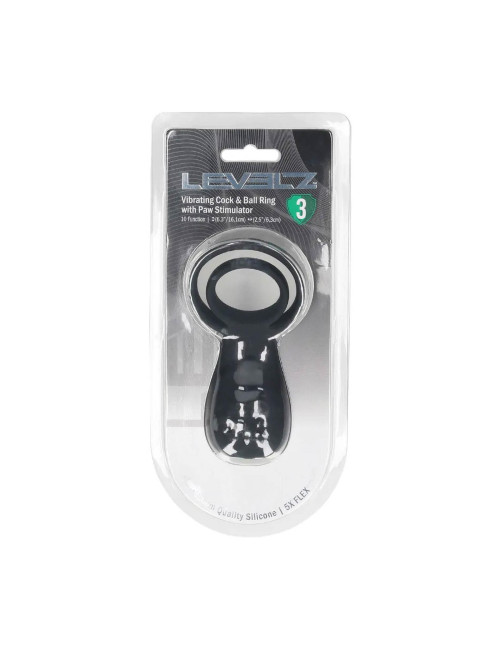 Vibrating Cock and Ball Ring with Paw Stimulator - Black