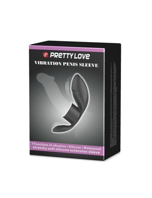 Nakładka na penis Pretty Love z 7 funkcjami wibracji Black