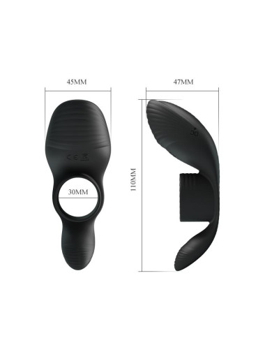 PRETTY LOVE - Vibration Penis Sleeve 7 FUNCTIONS BLACK