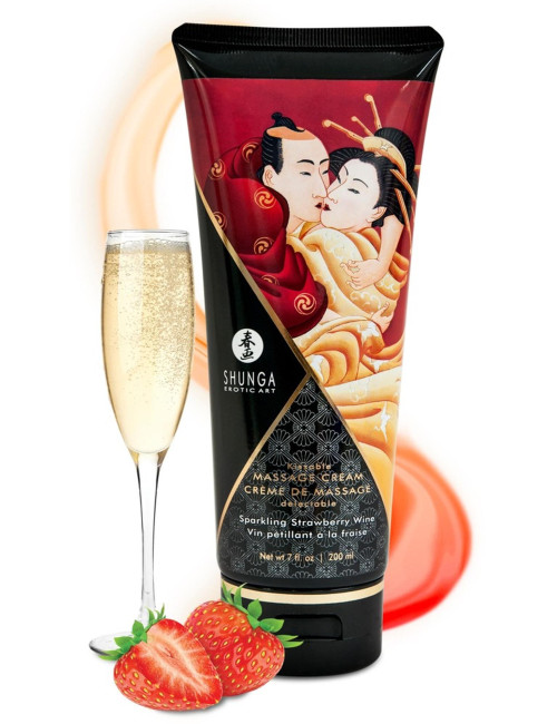 Shunga Massage Cream Sparkling Strawberry Wine - jadalny krem 165ml