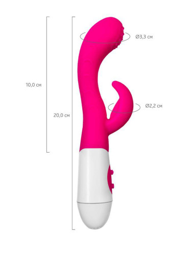 A-TOYS, Vibrator Nessy with Clitoral Stimulator, Silicone, Pink, 20 cm, 10 speeds, 2xAAA