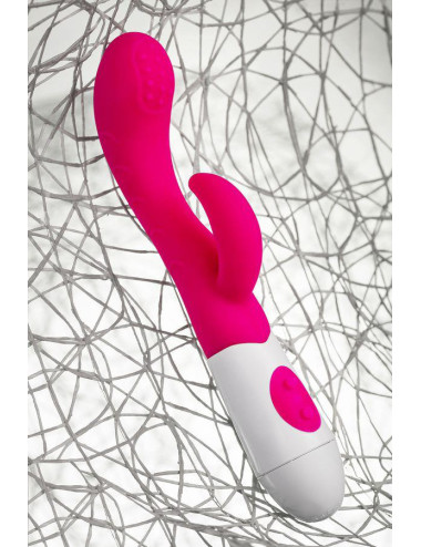 A-TOYS, Vibrator Nessy with Clitoral Stimulator, Silicone, Pink, 20 cm, 10 speeds, 2xAAA