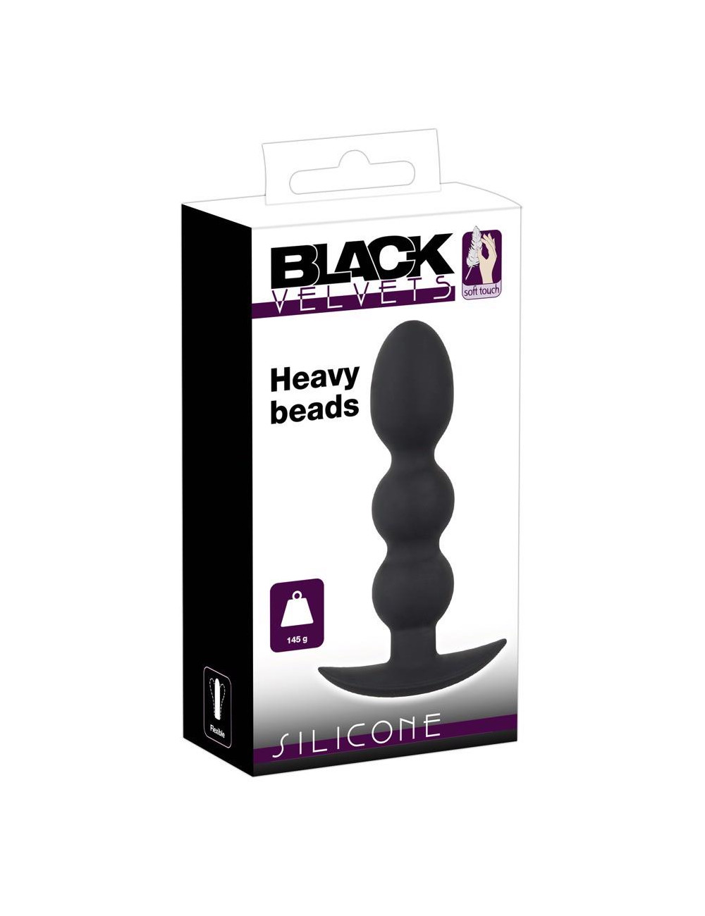 Black Velvets Plug Analny Silikonowy Heavy Beads 13,3 cm Czarny