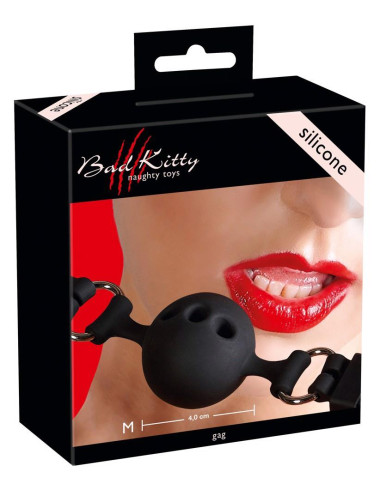 Silicone Gag Knebel Silikonowy czarny, BDSM Zabawki, Regulowany pasek 4 cm