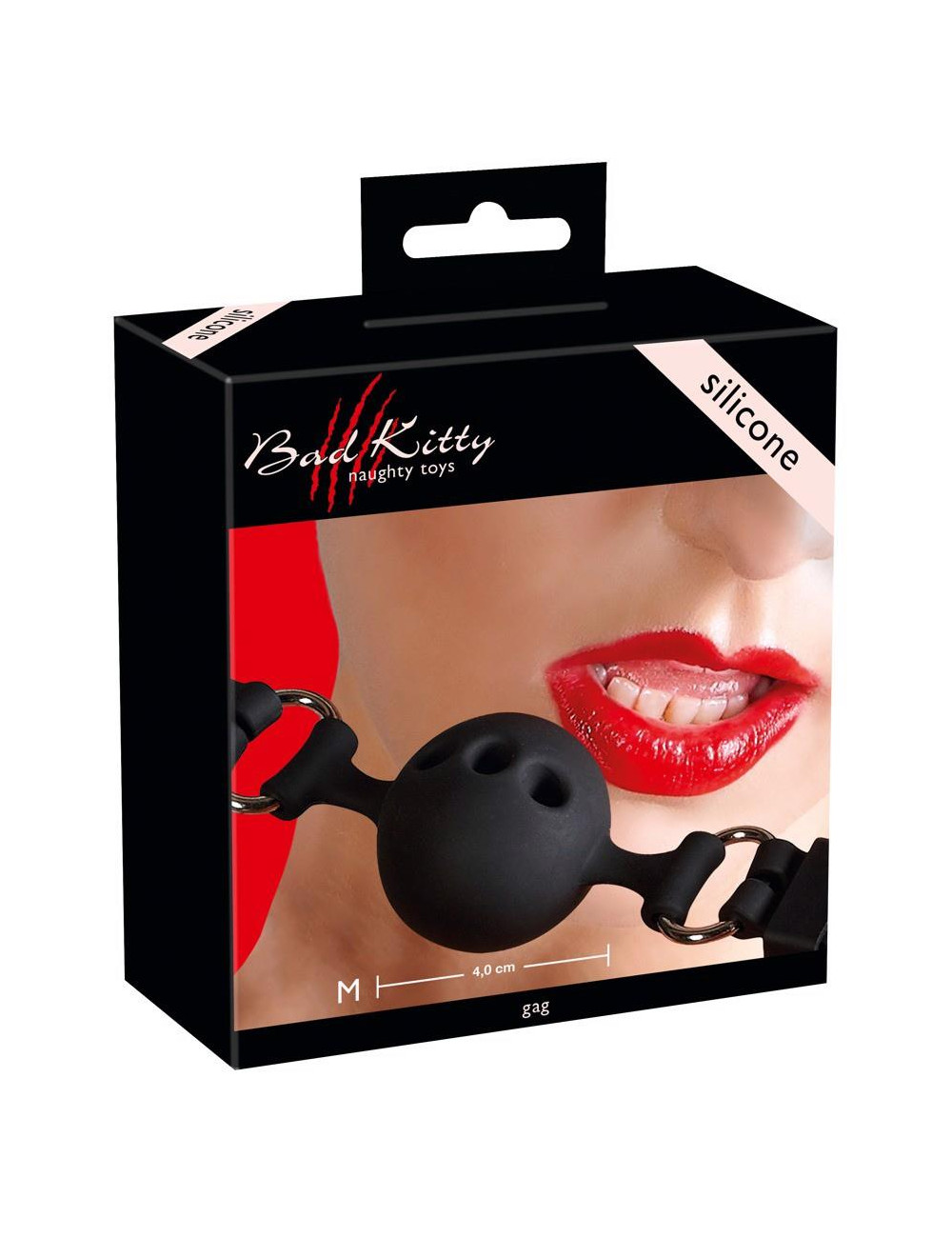 Silicone Gag Knebel Silikonowy czarny, BDSM Zabawki, Regulowany pasek 4 cm