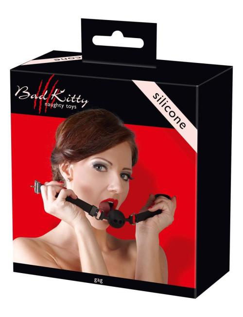 Gag Silicone - silikonowy knebel BDSM z otworami powietrznymi, regulowany pasek