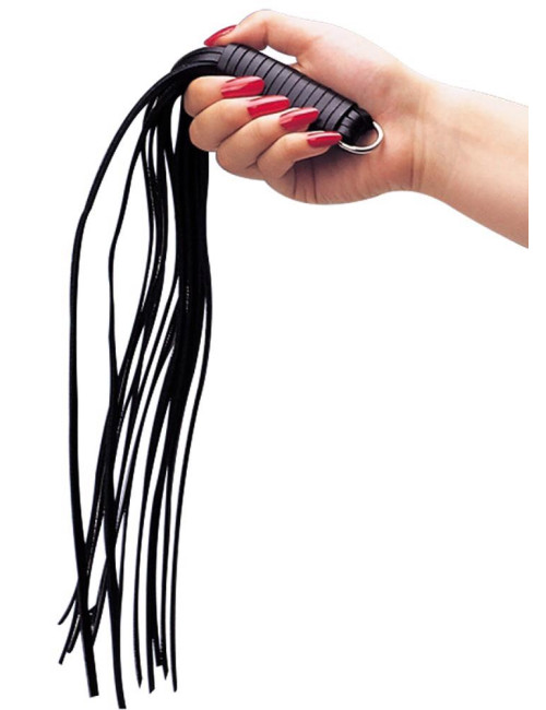 Zado Skórzany Pejcz BDSM 45cm z Piórkami