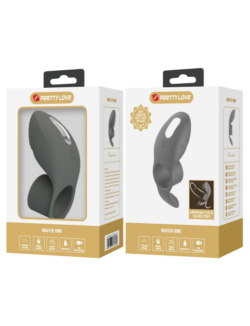 Pretty Love Master Ring - Pierścień wibracyjny 7 funkcji, pamięć funkcji, silikonowy na penisa