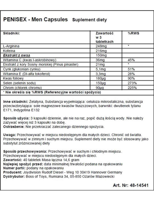 PENISEX Pro – Afrodyzjaki dla mężczyzn, kapsułki na erekcję, 40 kapsułek