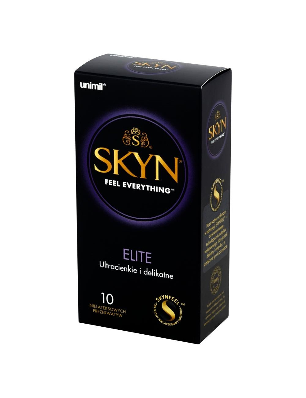 UNIMIL SKYN BOX ELITE Prezerwatywy Afrodyzjaki – ultra cienkie, Skynfeel, poliizopren, 53 mm