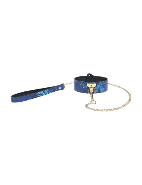 Florence Collection Kagańce Obroża z Smyczą Blue - Zabawki BDSM