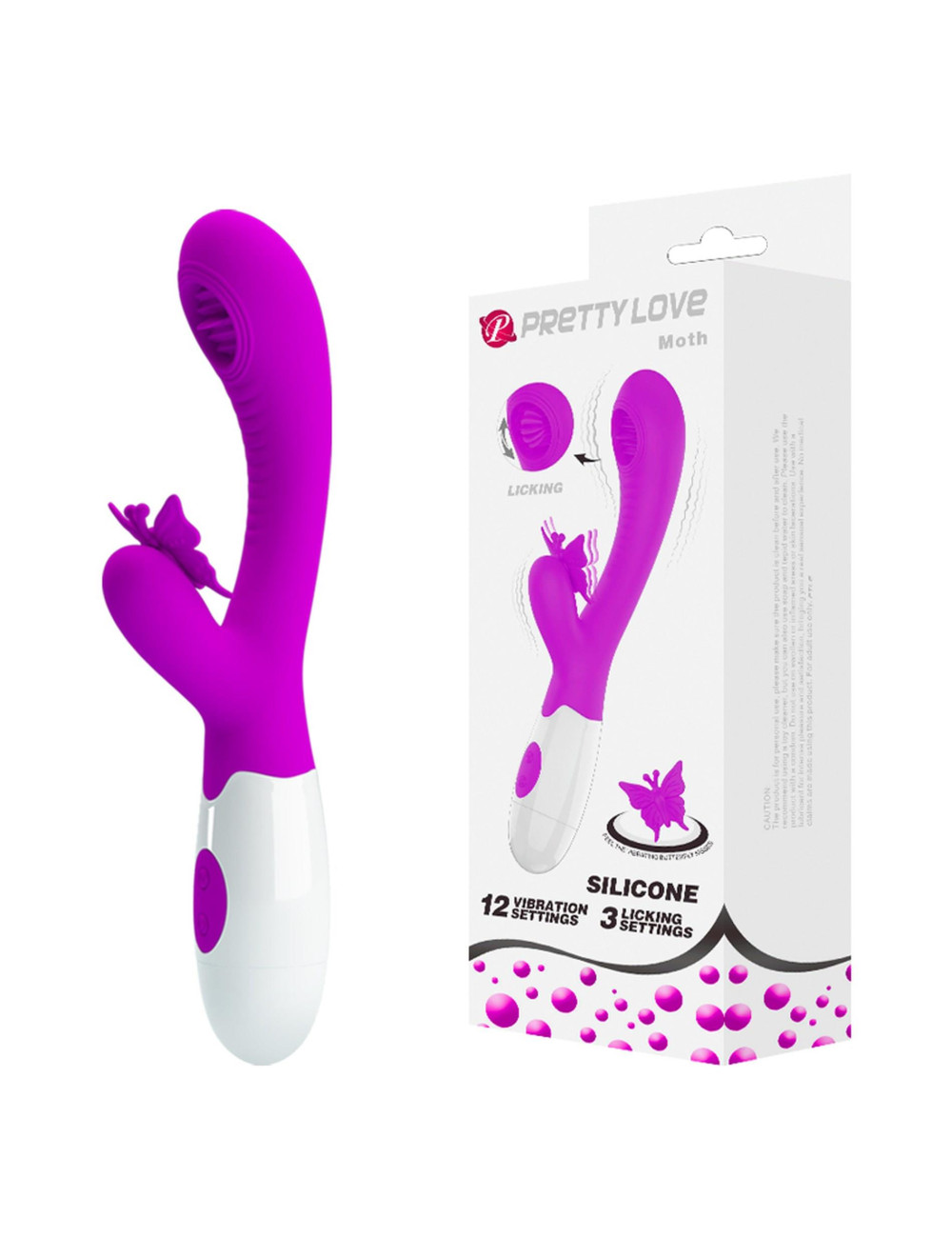 Wibrator ssąco-stymulujący Pretty Love Moth z 12 funkcjami