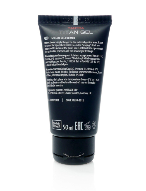Titan Gel 50ml - Afrodyzjak dla mężczyzn - Powiększenie penisa - Żel na erekcję i nawilżenie