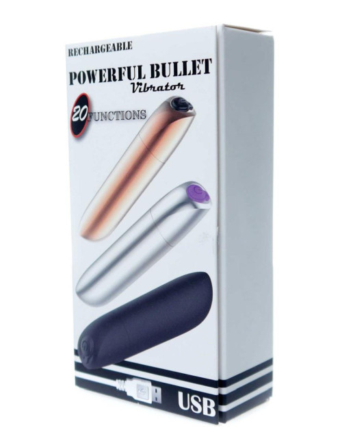 Stymulator-Rechargeable Powerful Bullet Vibrator USB 20 Functions - Shine Black