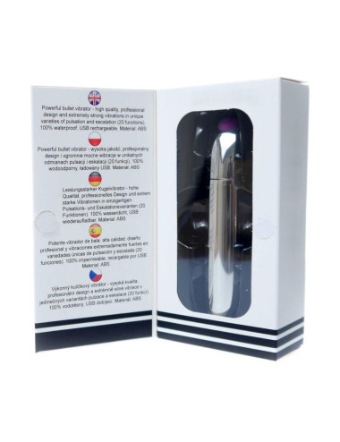 Stymulator-Rechargeable Powerful Bullet Vibrator USB 20 Functions - Silver