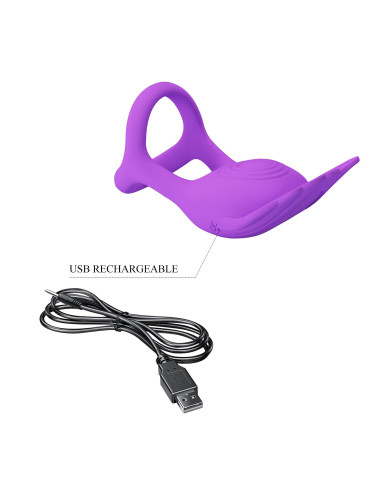 PRETTY LOVE - VIBRANT PENIS RING SILAS Black, 7 vibration functions