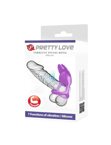 PRETTY LOVE - VIBRANT PENIS RING SILAS Black, 7 vibration functions