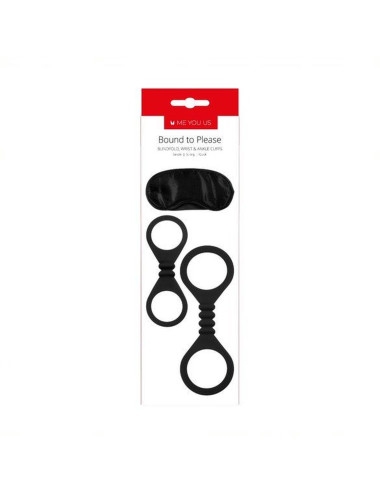 Kajdanki- Me You Us Bound To Please Blindfold Wrist And Ankle Cuffs Black