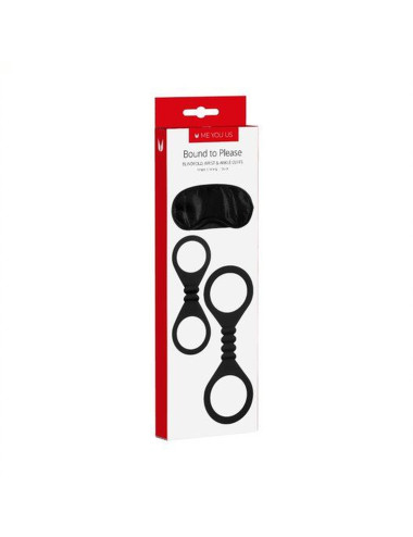 Kajdanki- Me You Us Bound To Please Blindfold Wrist And Ankle Cuffs Black