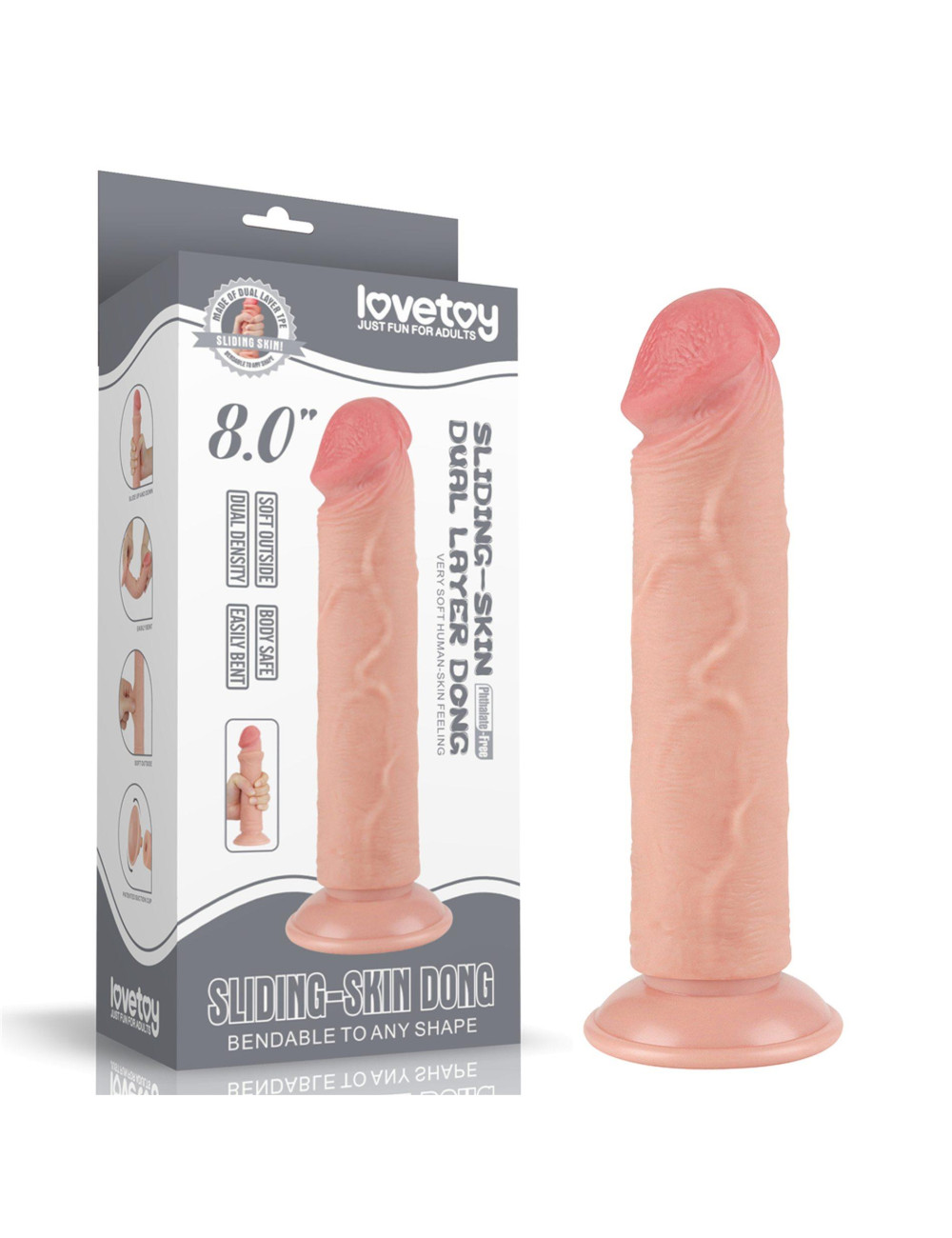 Lovetoy Dwuwarstwowe Dildo 8 cali Flesh